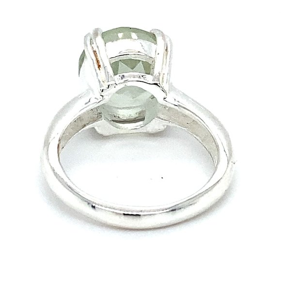 Prasiolite 4.08ct Platinum Finish Silver Ring - Picture 4 of 6